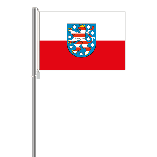 Thüringen Flagge im Querformat mit Wappen