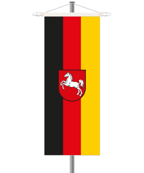 Niedersachsen Bannerfahne - Hochformat mit Hohlsaum oben
