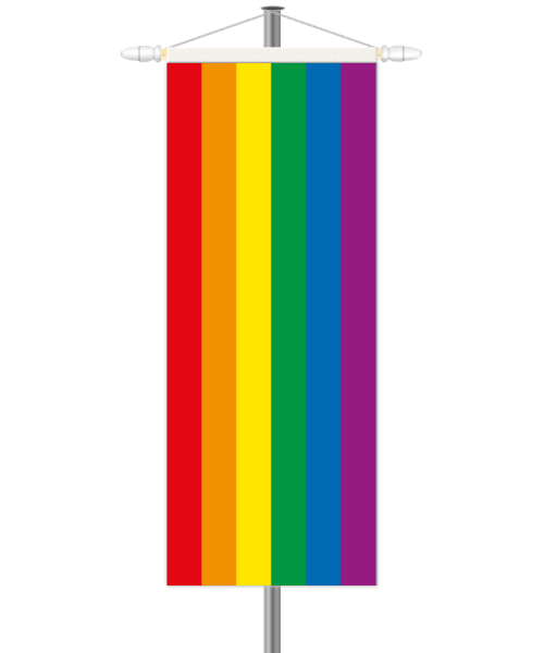 Regenbogen Bannerfahne - Hochformat mit Hohlsaum oben