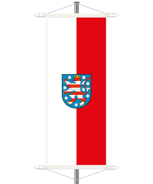 Thüringen Bannerfahne - Hochformat mit Hohlsaum oben/unten
