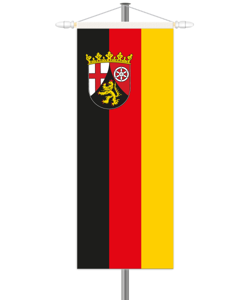 Rheinland-Pfalz Bannerfahne - Hochformat mit Hohlsaum oben